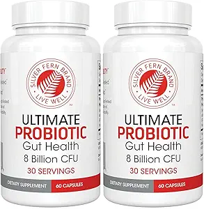 Silver Fern Ultimate Probiotic 2-Pack – Probiotics for Women & Men – 8 Billion CFU Spore-Forming Gut Health Supplement – DNA Verified, Vegan Probiotic, Shelf-Stable, High Survivability – 120 Capsules