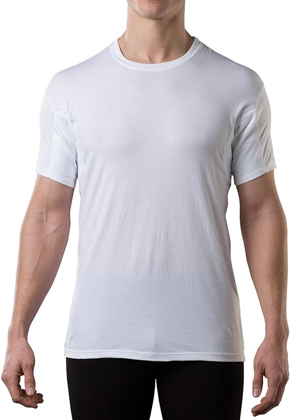 Men's Sweatproof Undershirt | Cotton Crew Neck T-Shirt with Underarm Sweat Pads, Original Fit | Aluminum-Free Alternative