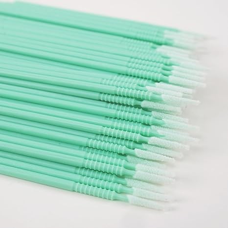 i-Laesh 200 pcs Microswabs for Eyelash Extensions - Long-tip Microbrush Applicators for Precision Eyelash Extensions - Ideal for Eye, Dental, and Personal Care - Green (Pro Grip - Replacement)