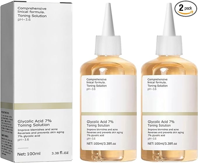 2PCS Ordinary Glycolic Acid 7% Toning Resurfacing Solution,Exfoliate,and Rejuvenate Your Skin, Solution for Blemishes and Acne-100ML