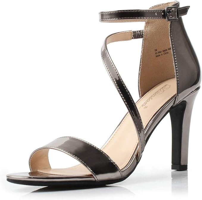 DUNION Women's Bernice Comfortable Open Toe Strappy Stiletto High Heel Dress Sandal