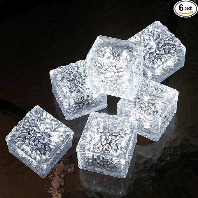 JKIMK Solar Brick Lights Outdoor Solar Lights Outdoor Waterproof Patio Brick Lights Garden Decor for Outside 6 Packs for Patio,Yard,Walkway,Pathway Decor