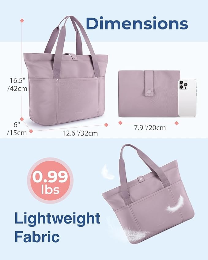 BAGSMART Tote Bag for Women, Foldable Tote Bag With Zipper Large Shoulder Bag Top Handle Handbag for Travel, Work