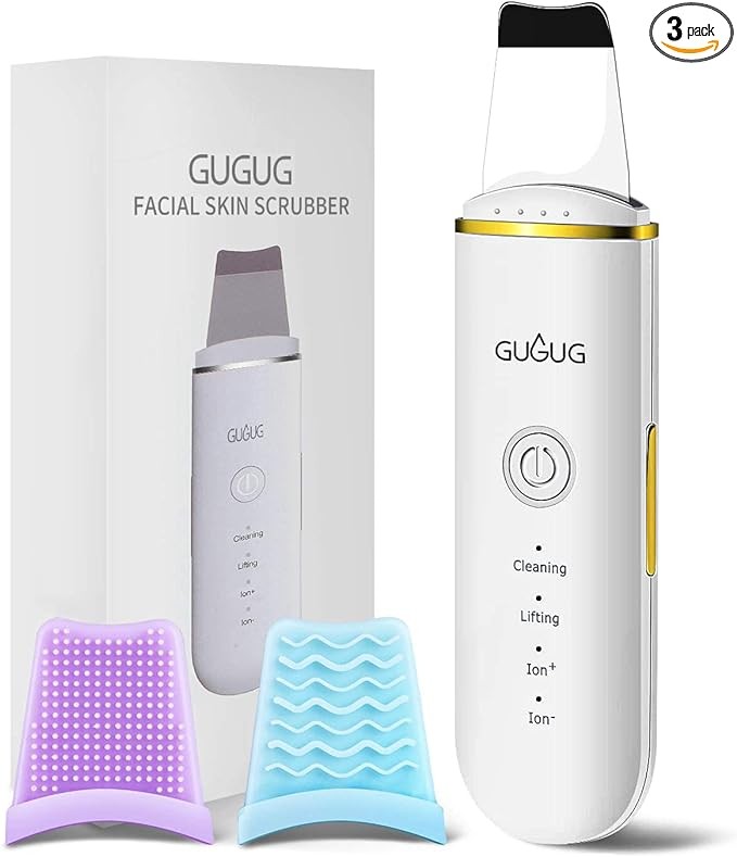 GUGUG Skin Scrubber Face Spatula Skin Spatula Pore Cleaner Blackhead Remover Tools for Facial Deep Cleansing-4 Modes -White